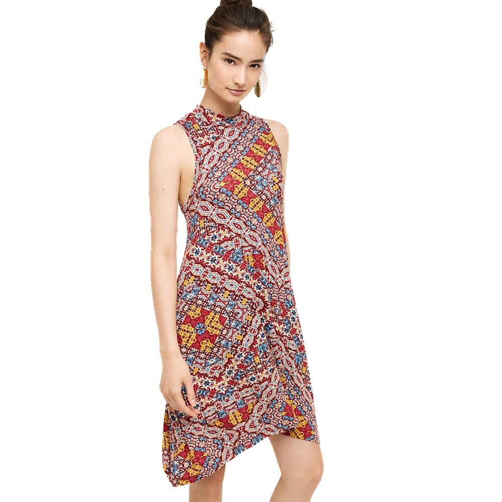 Anthropologie Maeve Lilt Swing‎ Dress Size Small Sleeveless Red Stretch Jersey
